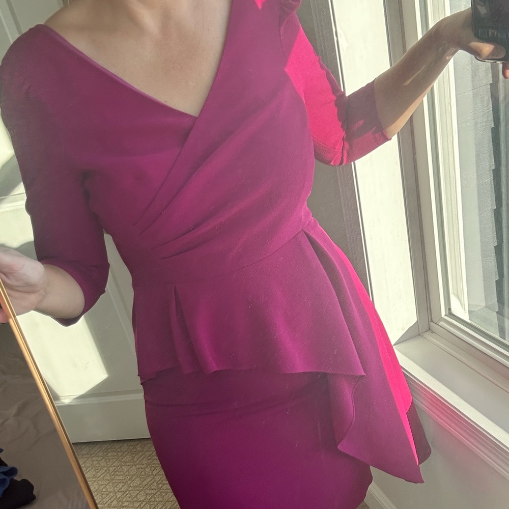 Teri Jon Fuchsia Asymmetrical Dress